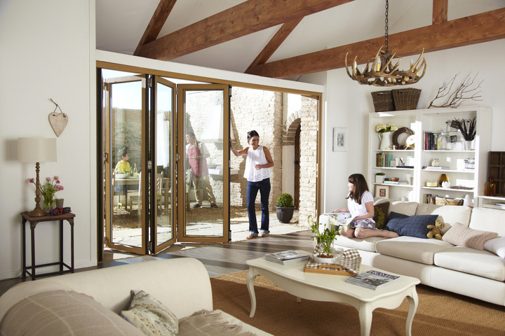 Origin OB-72 Bi-Fold Doors in Natural Oak, interior