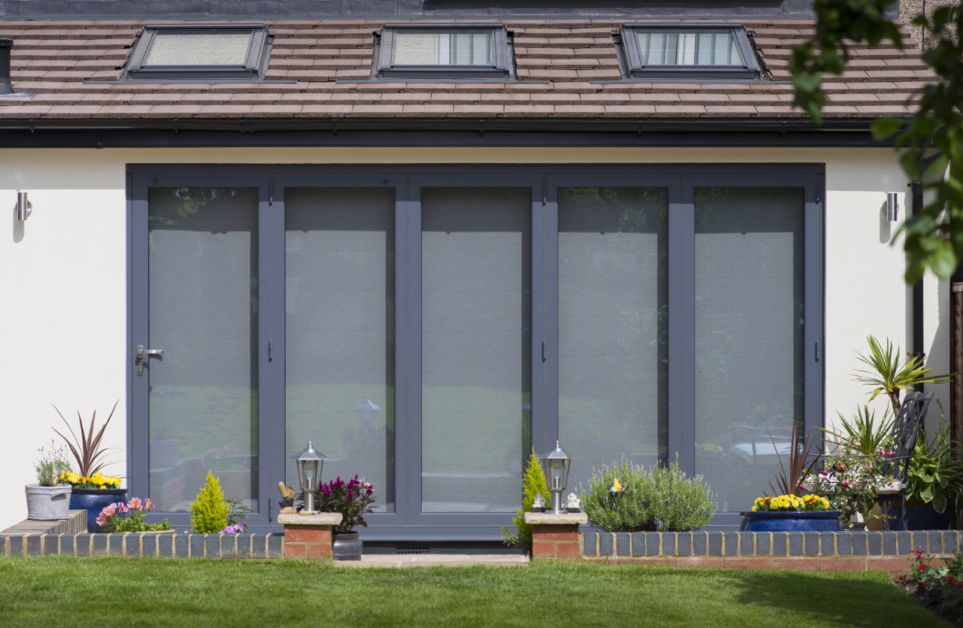 Origin Bi-fold Doors, exterior, blinds closed