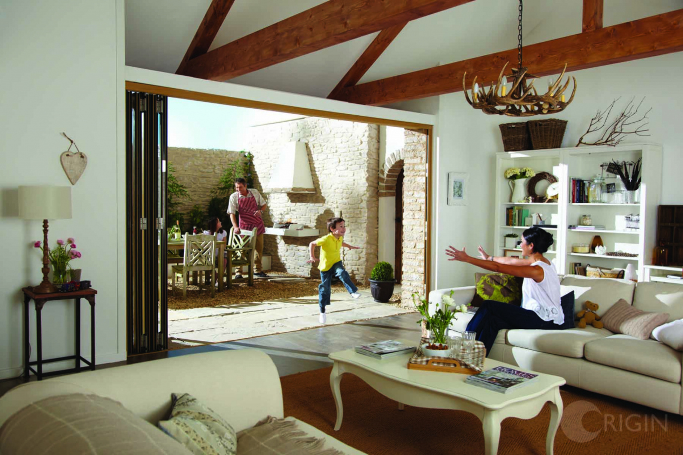 Origin OB-72 Bi-Fold Doors in Natural Oak, interior